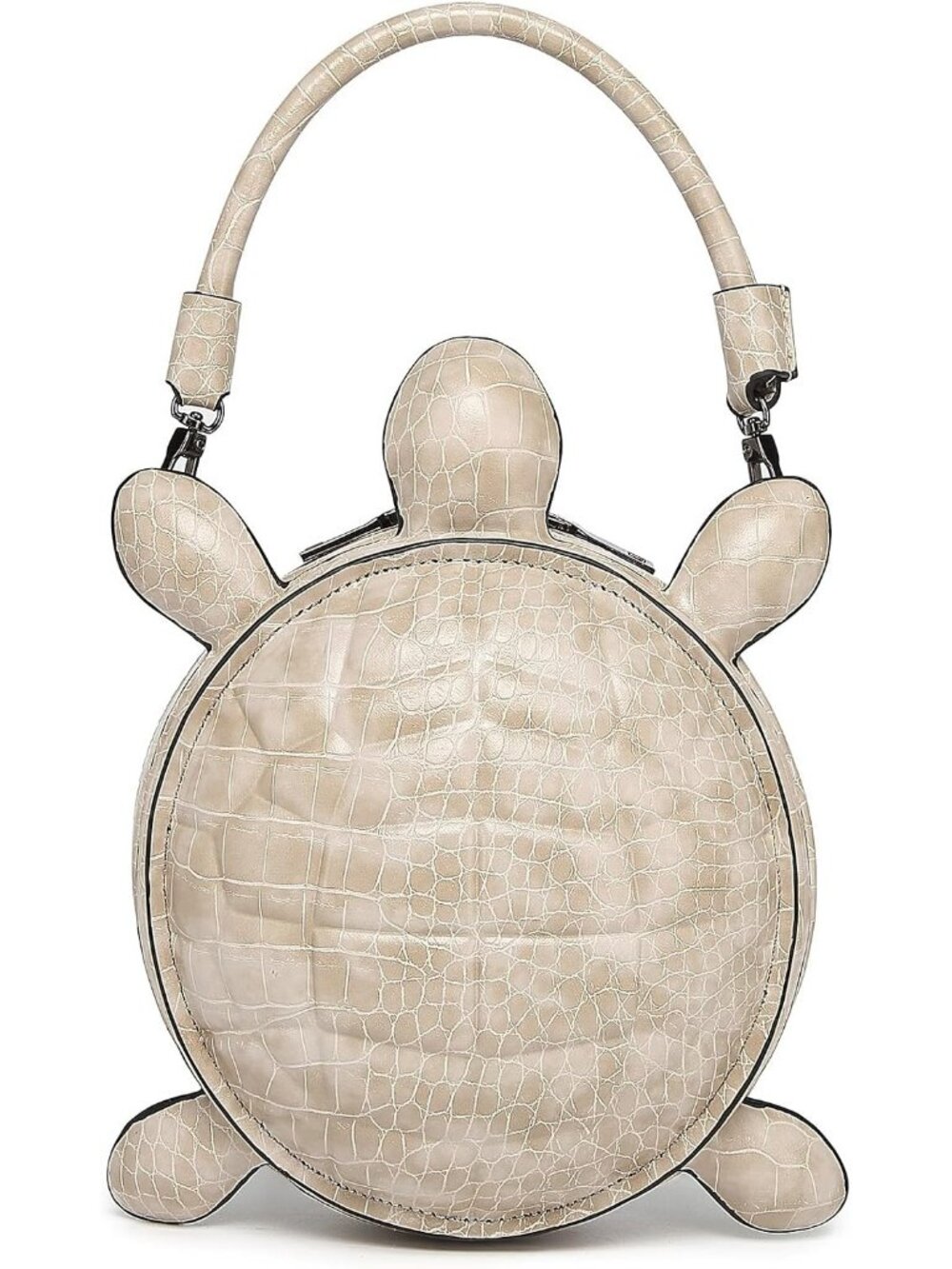 Unisex Beige Pu Leather Turtle Shape Handbag Purse Removable Strap Crossbody